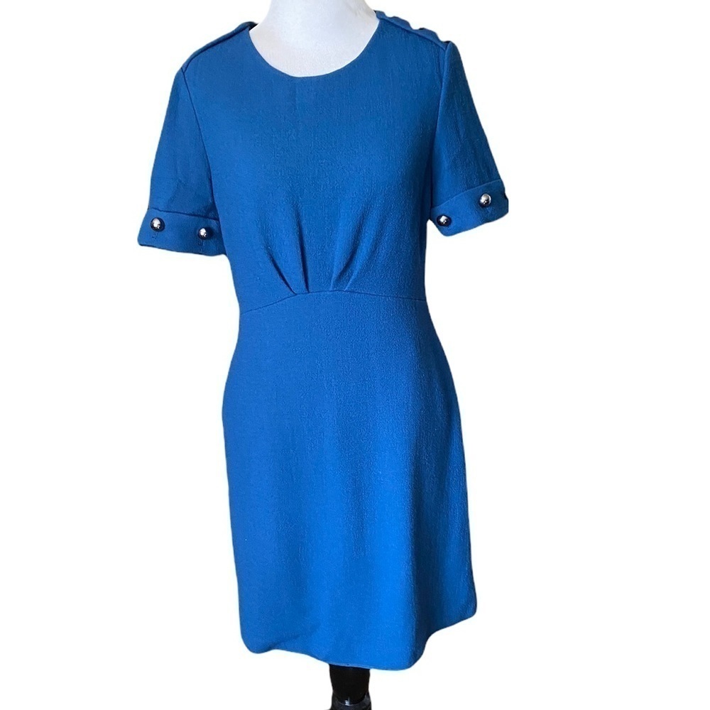 3.1 Phillip Lim Womens Short Sleeve Crew Neck Mini Sheath Dress Blue Size 6